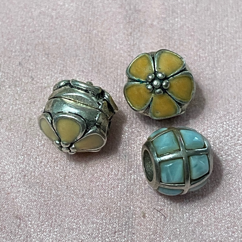 Miscellaneous Pandora style Dogwood and Blue basket charms